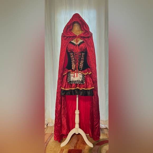 Spirit Little Red Riding Hood Corset Gloves Cape Costume Play Size M - Picture 1 of 16